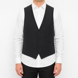 Vintage Givenchy Vest Waistcoat Mens Large Black Adjustable Back Button V-Neck